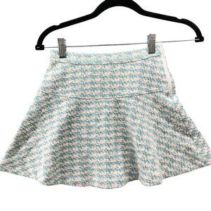Crewcuts Tweed Mini Skirt Girls Size 8 Blue Teal Ivory Flare Elegant